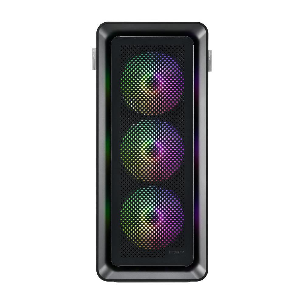 FSP CUT593P Tempered Glass Mesh USB 3.0 Type-C ARGB Siyah ATX Mid Tower Kasa + FSP 1000W PSU