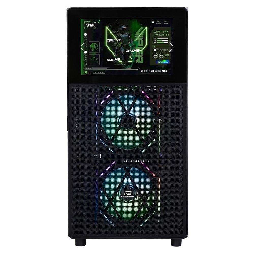PowerBoost PB-P4367BB USB 3.0 LCD Mesh ARGB ATX Mid Tower Siyah Kasa