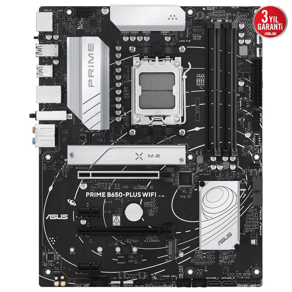 ASUS PRIME B650 PLUS WIFI 7600MHz OC DDR5 Soket AM5 M.2 HDMI DP ATX Anakart