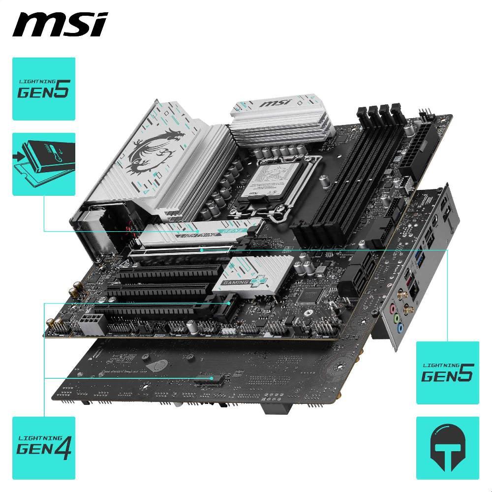 MSI B860M GAMING PLUS WIFI 8600MHz OC DDR5 Soket 1851 M.2 USB-C Thunderbolt4 HDMI DP mATX Anakart