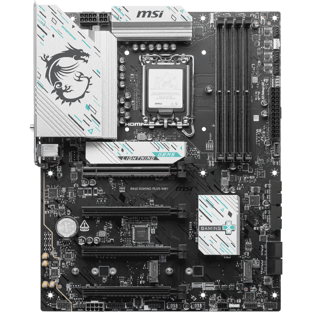MSI B860 GAMING PLUS WIFI 8600MHz OC DDR5 Soket 1851 M.2 USB4 HDMI DP ATX Anakart