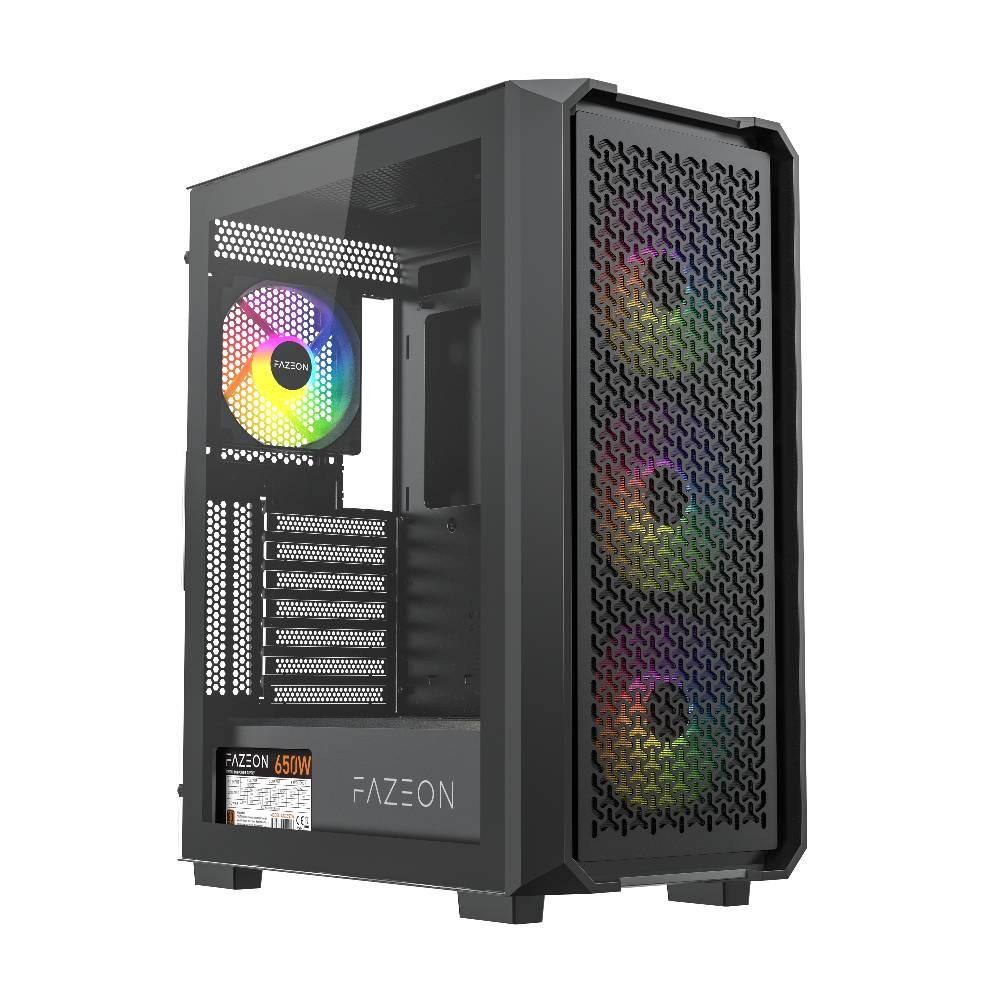 FAZEON F10 650W 80+ Bronze Tempered Glass Mesh 4x ARGB Fanlı USB 3.0 ATX Bilgisayar Kasası