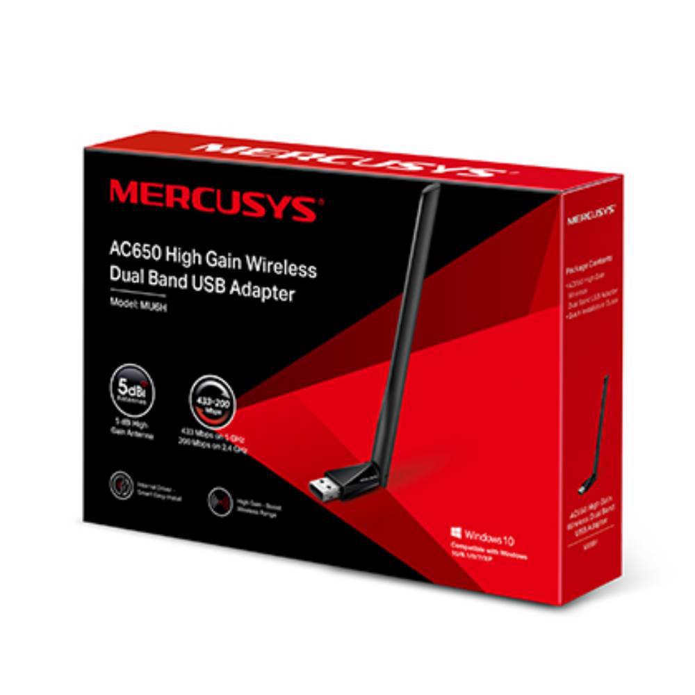 Mercusys MU6H AC650 Kablosuz Çift Bantlı USB Adaptör