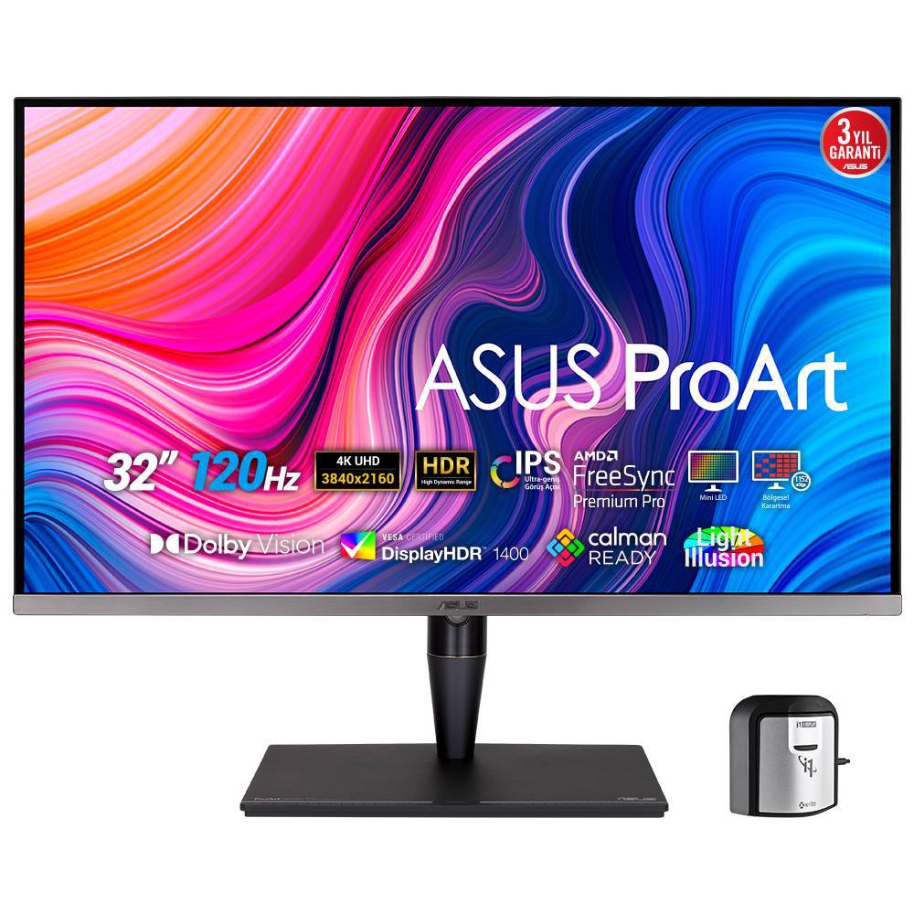 ASUS 32" ProArt Display PA32UCG-K 120Hz 5ms USB-C 3xHDMI DP FreeSync Premium Pro Dolby Vision HDR10 IPS UHD Monitör