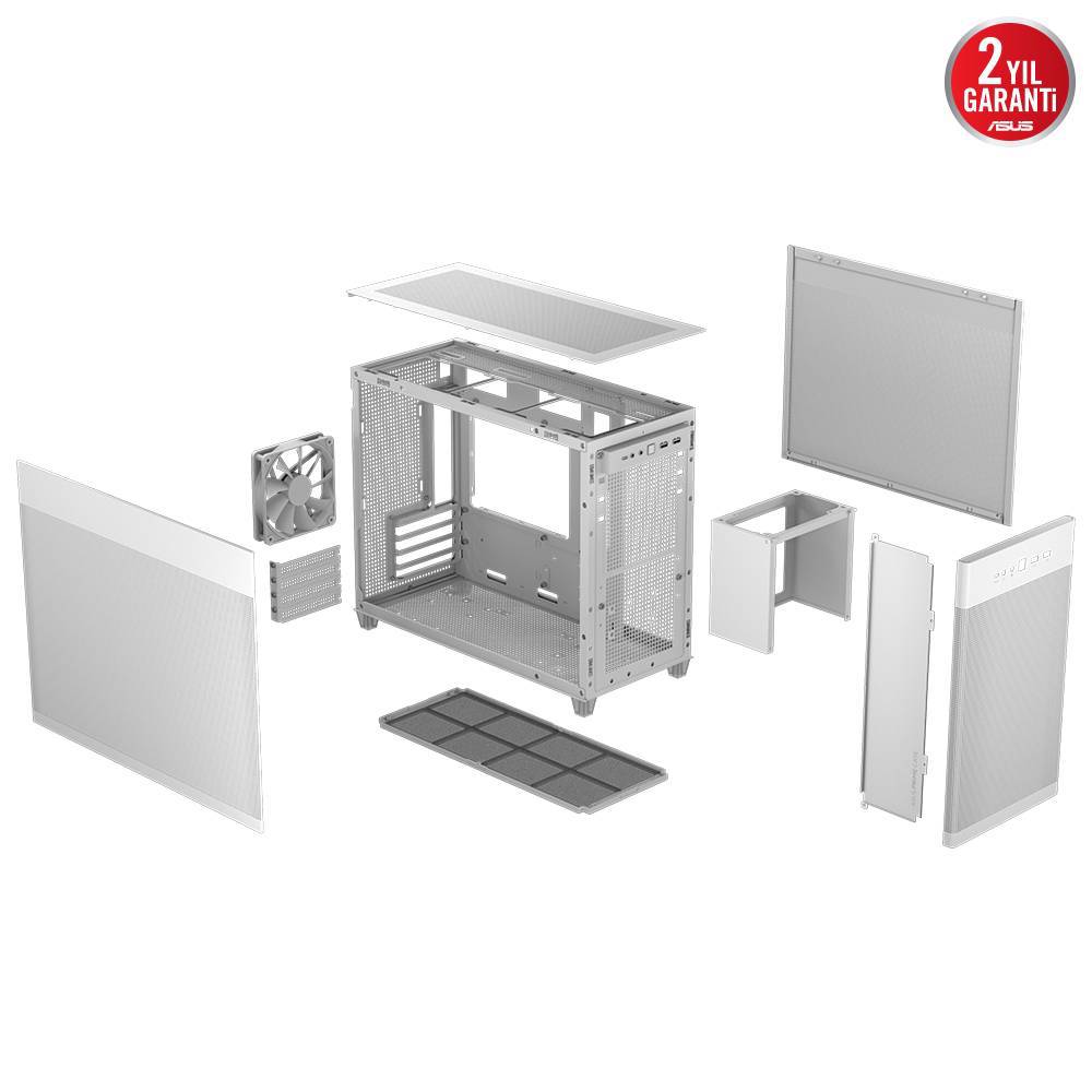 ASUS Prime AP201 USB 3.2 Mesh Beyaz MicroATX Kasa