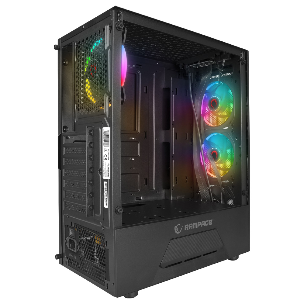 Rampage FUSION 650W 80+ BRONZE Temperli Camlı Rainbow Mesh Gaming Kasa