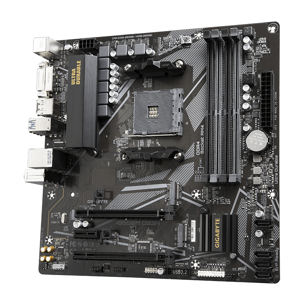 GIGABYTE B550M DS3H 4733MHz(OC) DDR4 Soket AM4 M.2 HDMI DVI mATX Anakart