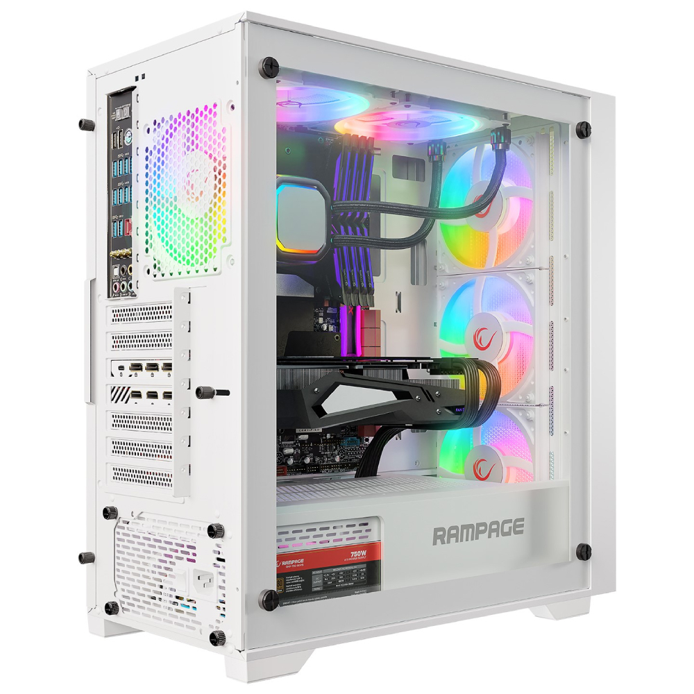 Rampage VOYAGER 750W 80+ BRONZE RGB Beyaz ATX Mid Tower Gaming  Kasa