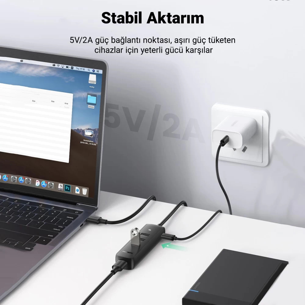 Ugreen 4 Portlu USB 3.0 25CM Çoklayıcı HUB Adaptör 