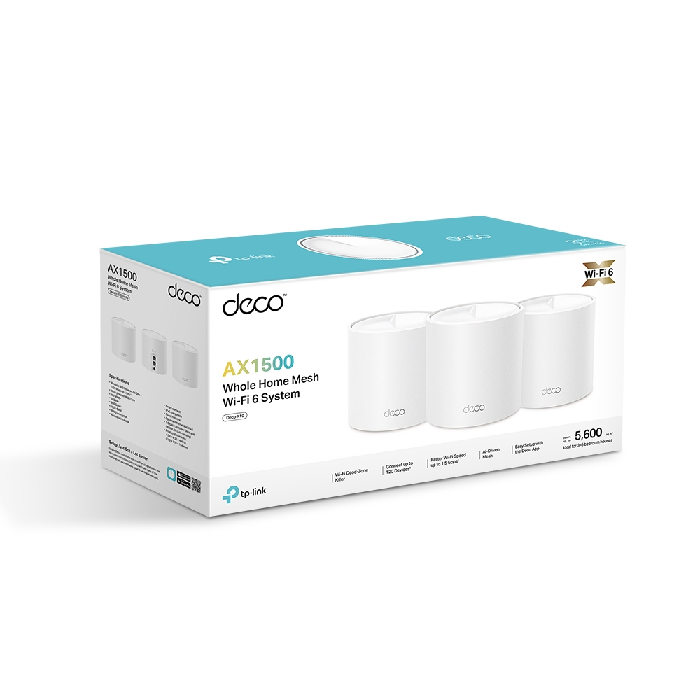TP-LINK Deco X10 AX1500 Tüm Ev Mesh Wi-Fi 6 Sistemi 3lü