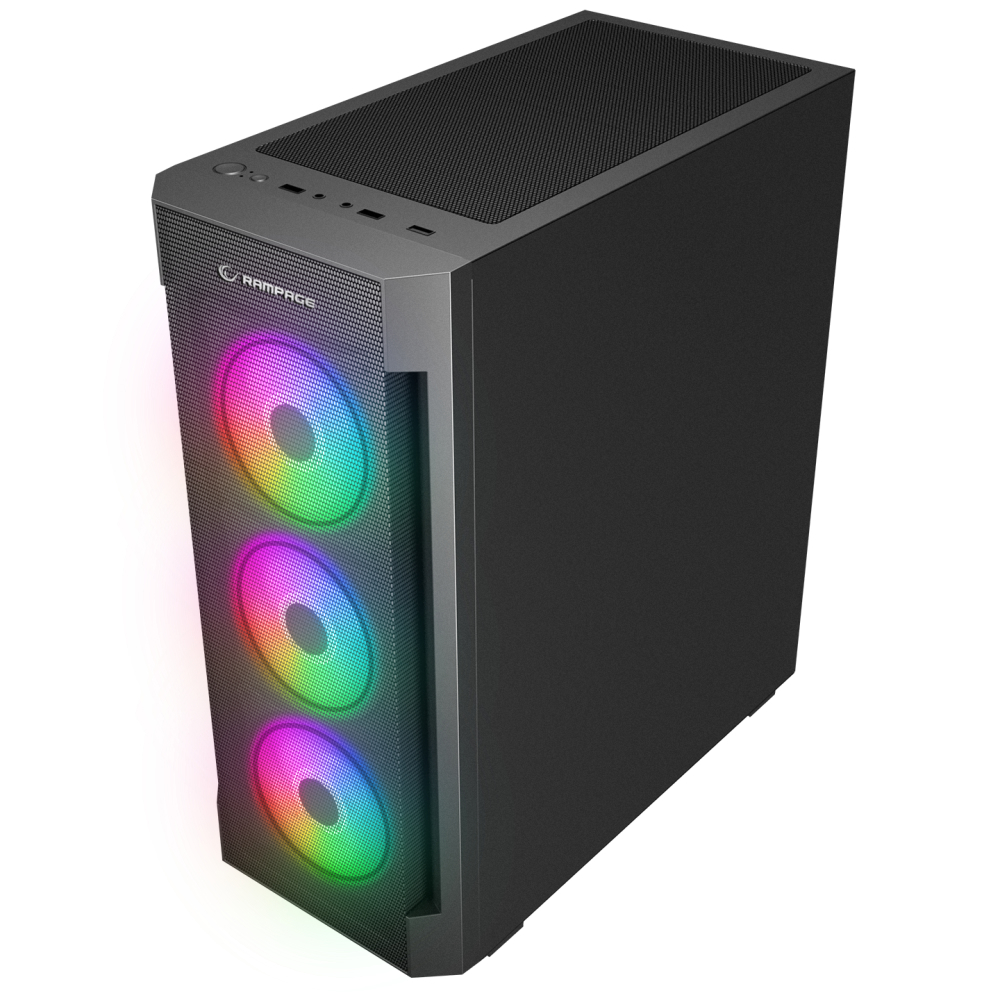 Rampage VIGILANT Mesh 650W 80+ BRONZE Siyah Temperli Camlı RGB Fan ATX Mid Tower Gaming Kasa