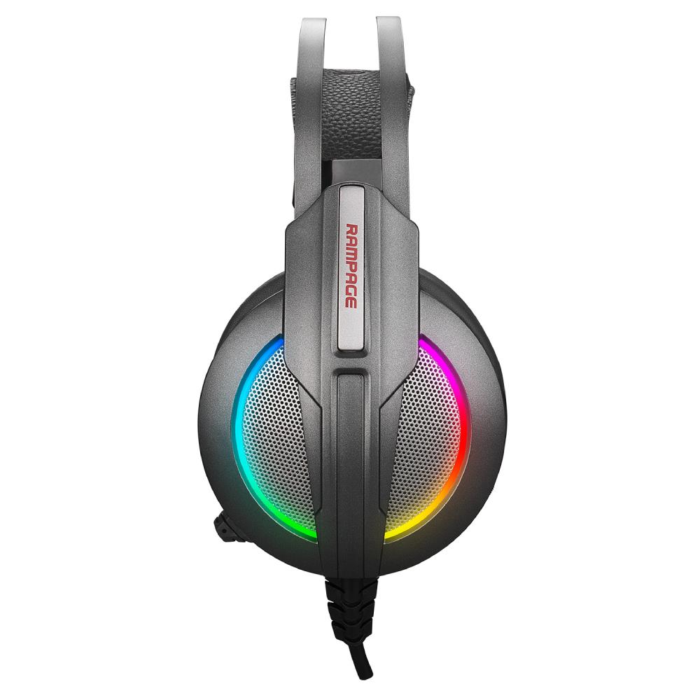 Rampage RM-K6 STARK USB 7.1 Double RGB Efekt Metalik Gri Surround Mikrofonlu Gaming Kulaklık