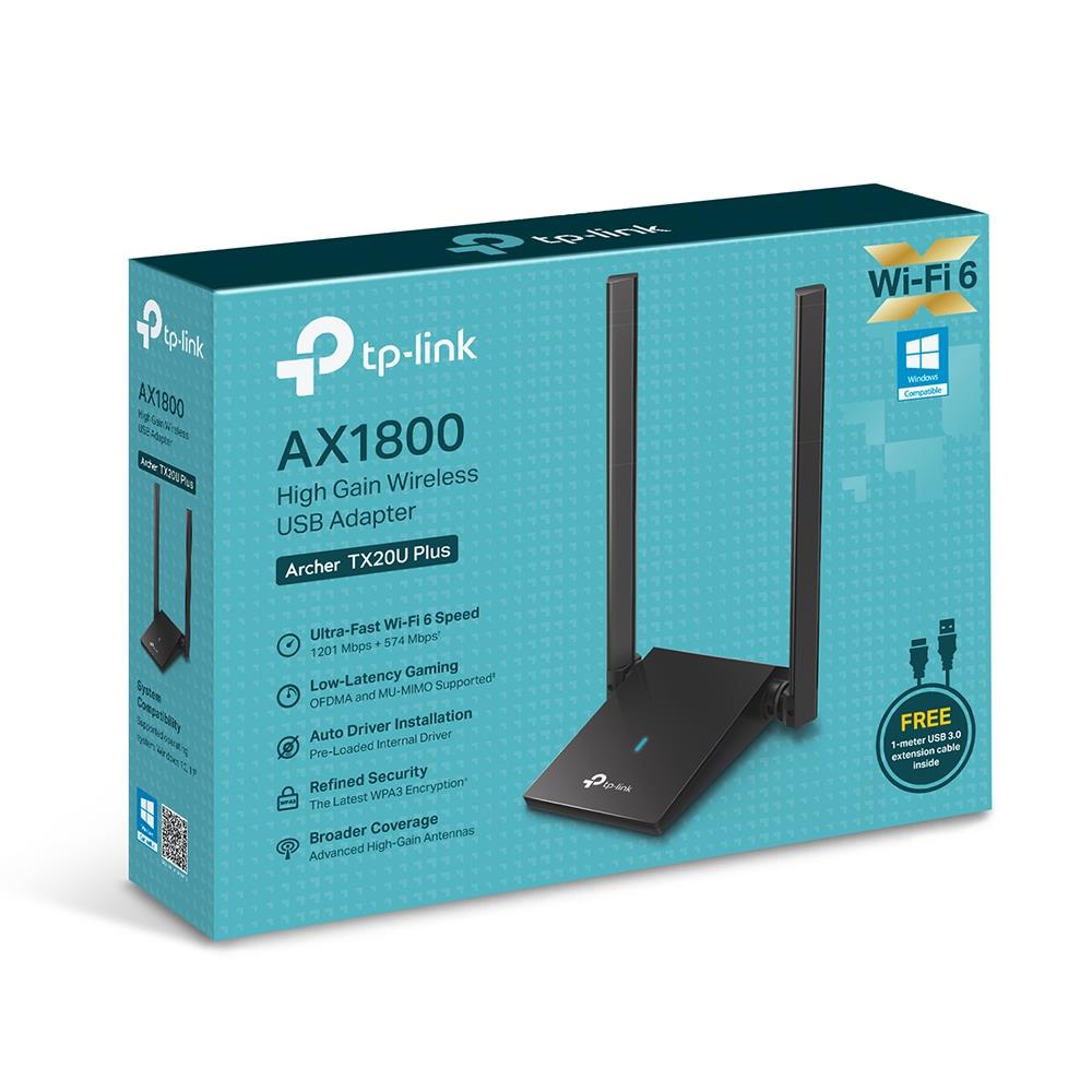 TP-Link Archer TX20U Plus AX1800 Yüksek Kazançlı Kablosuz USB 3.0 Adaptör