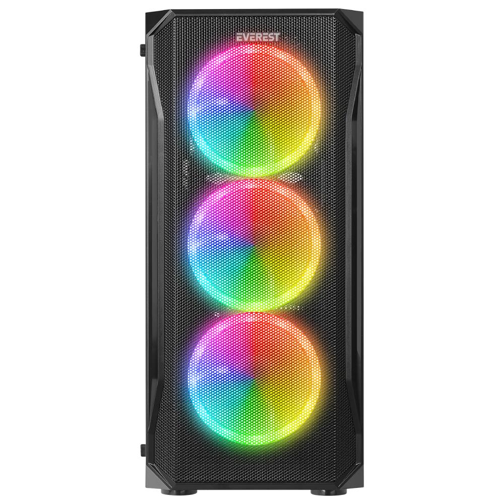 Everest X-RACER PEAK 600W Temperli Camlı RGB ATX Mid Tower Gaming Kasa