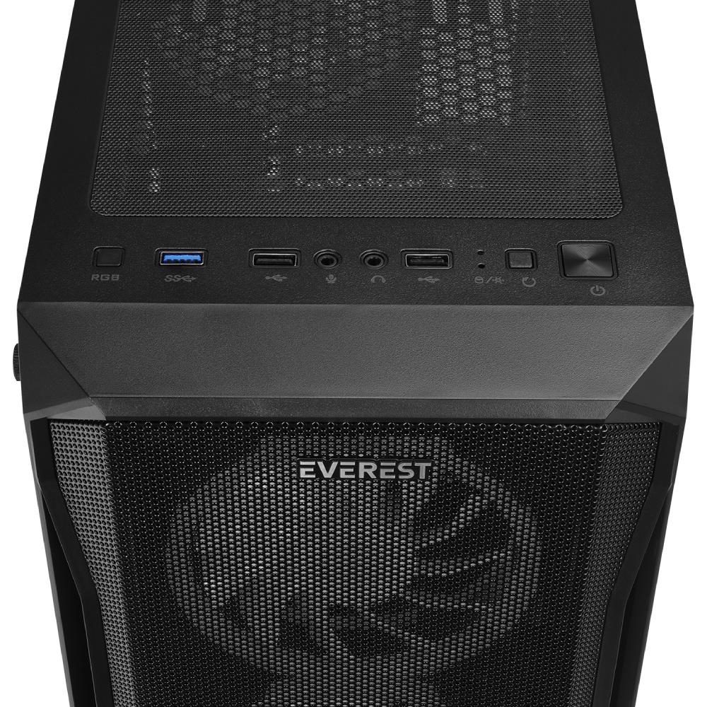 Everest X-RACER PEAK 600W Temperli Camlı RGB ATX Mid Tower Gaming Kasa