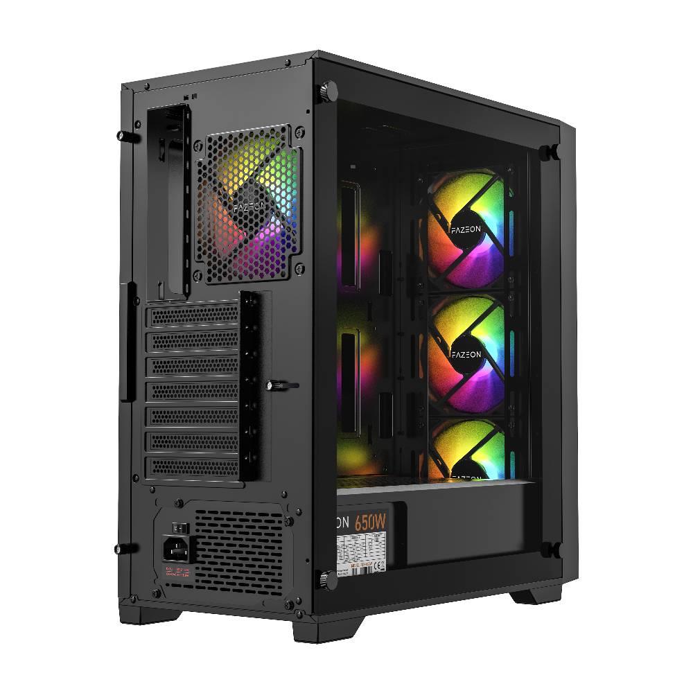 FAZEON F5 650W 80+ Bronze Tempered Glass 4x ARGB Fanlı USB 3.0 ATX Bilgisayar Kasası
