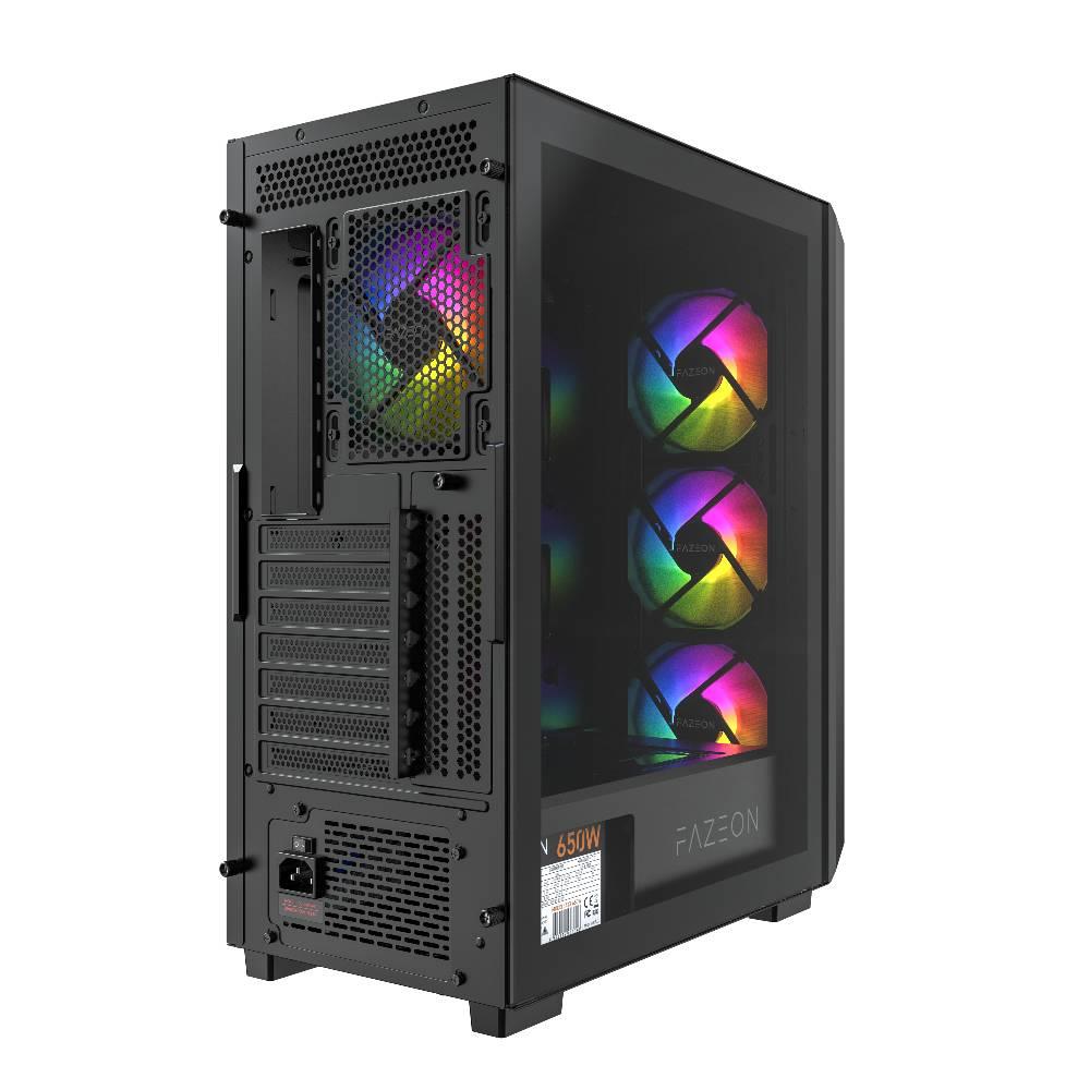 FAZEON F10 650W 80+ Bronze Tempered Glass Mesh 4x ARGB Fanlı USB 3.0 ATX Bilgisayar Kasası