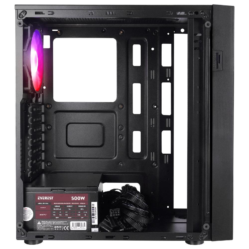 Everest FACED V3 500W Tempered Glass USB 3.0 Mesh Rainbow ATX Siyah Kasa