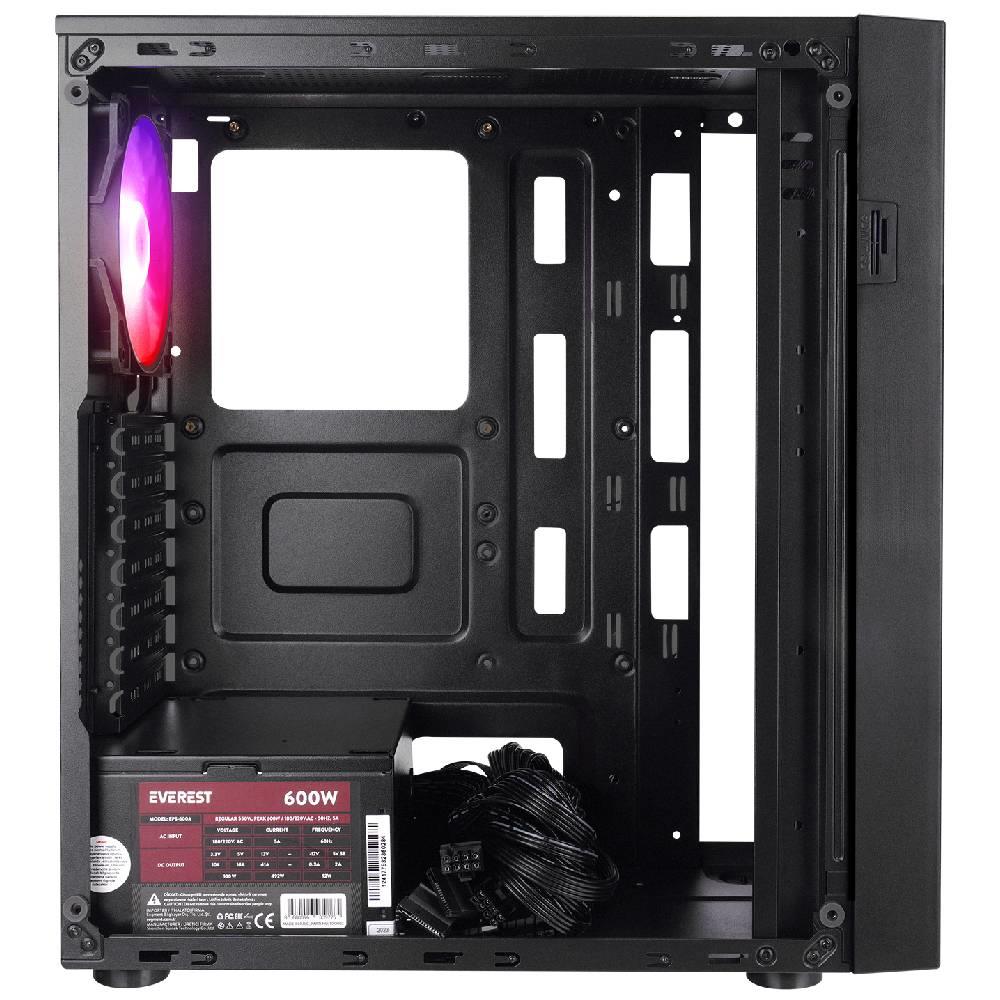 Everest FACED V5 600W Tempered Glass USB 3.0 Mesh Rainbow ATX Mid Tower Siyah Kasa