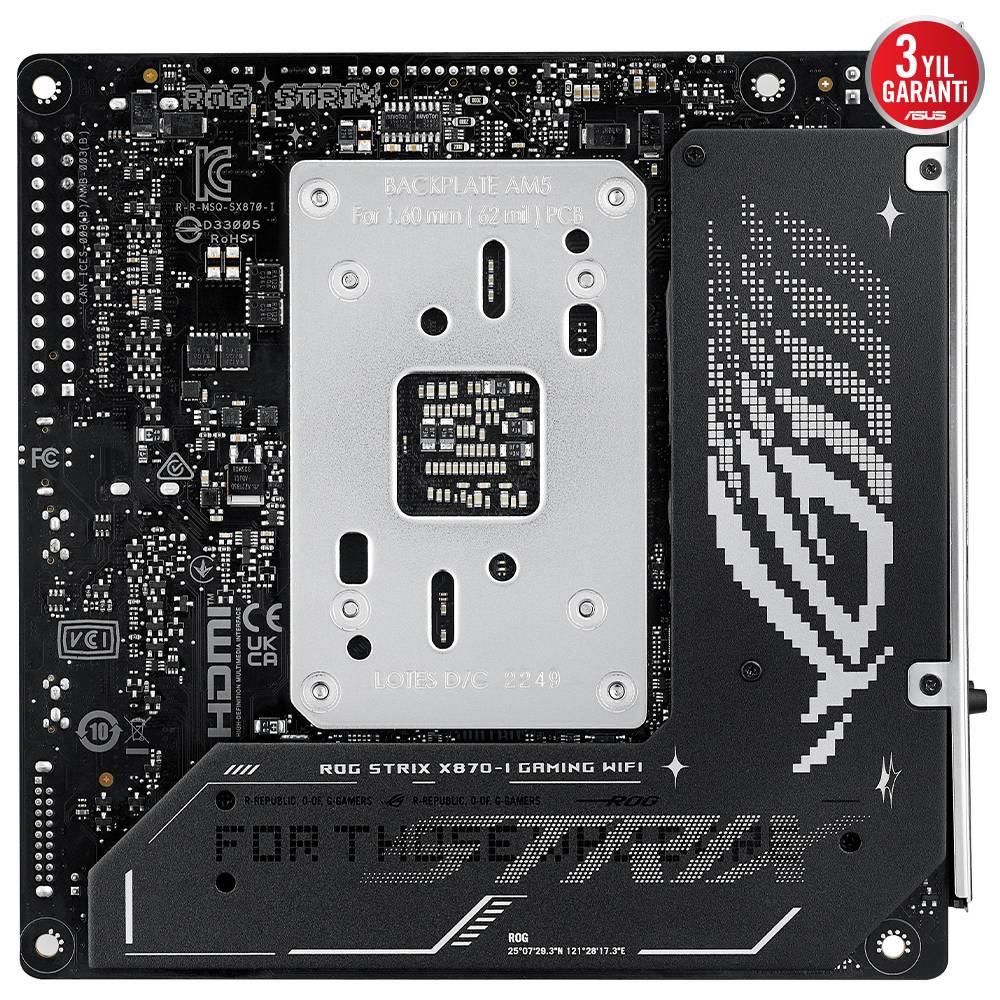 ASUS ROG STRIX X870-I GAMING WIFI 8000MHz OC DDR5 Soket AM5 M.2 HDMI DP Mini ITX Anakart