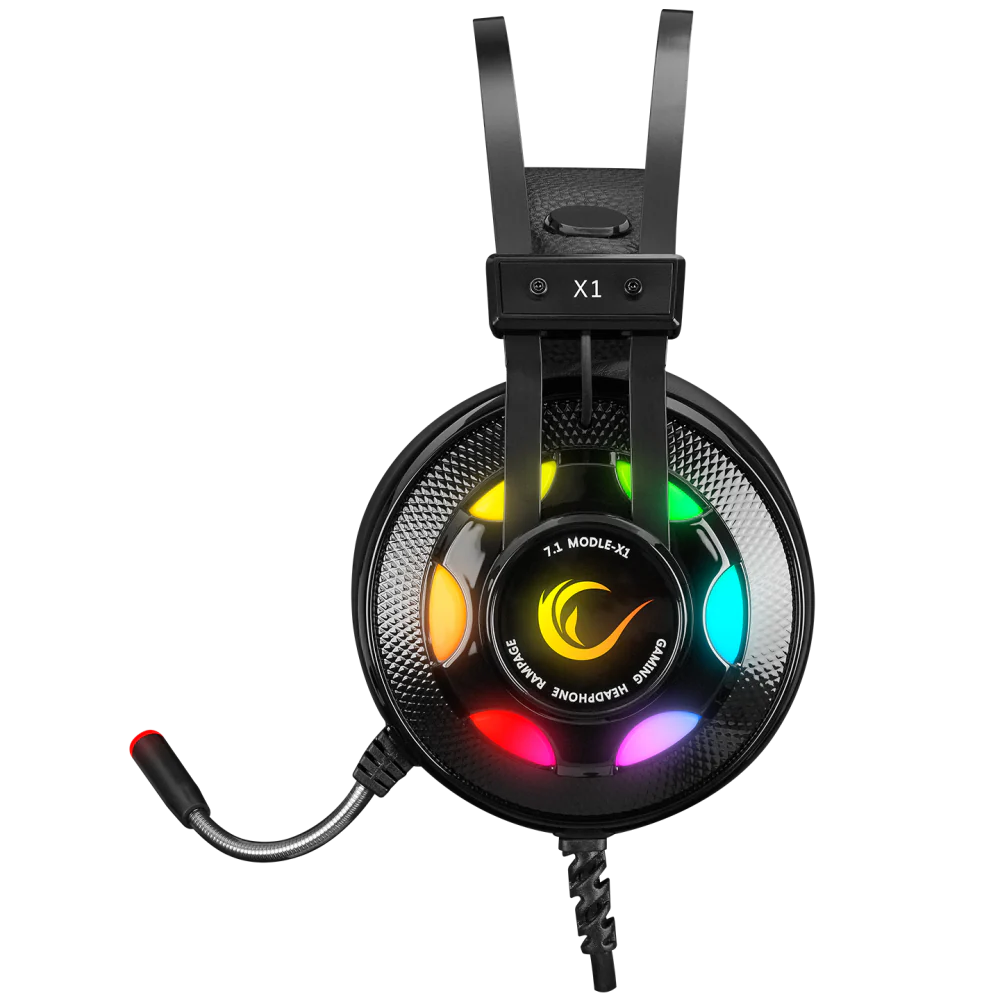 Rampage MIRACLE-X1 7.1 Surround RGB Siyah Mikrofonlu Gaming Kulaklık