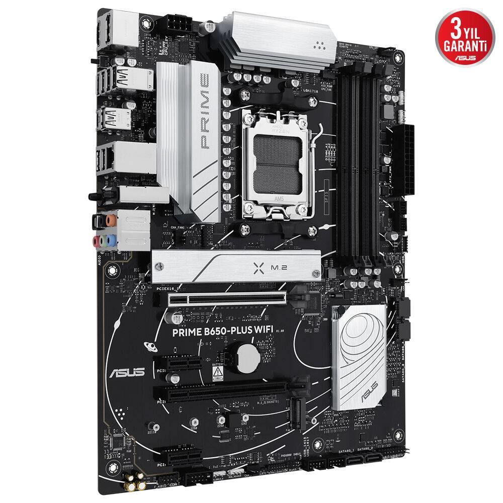 ASUS PRIME B650 PLUS WIFI 7600MHz OC DDR5 Soket AM5 M.2 HDMI DP ATX Anakart