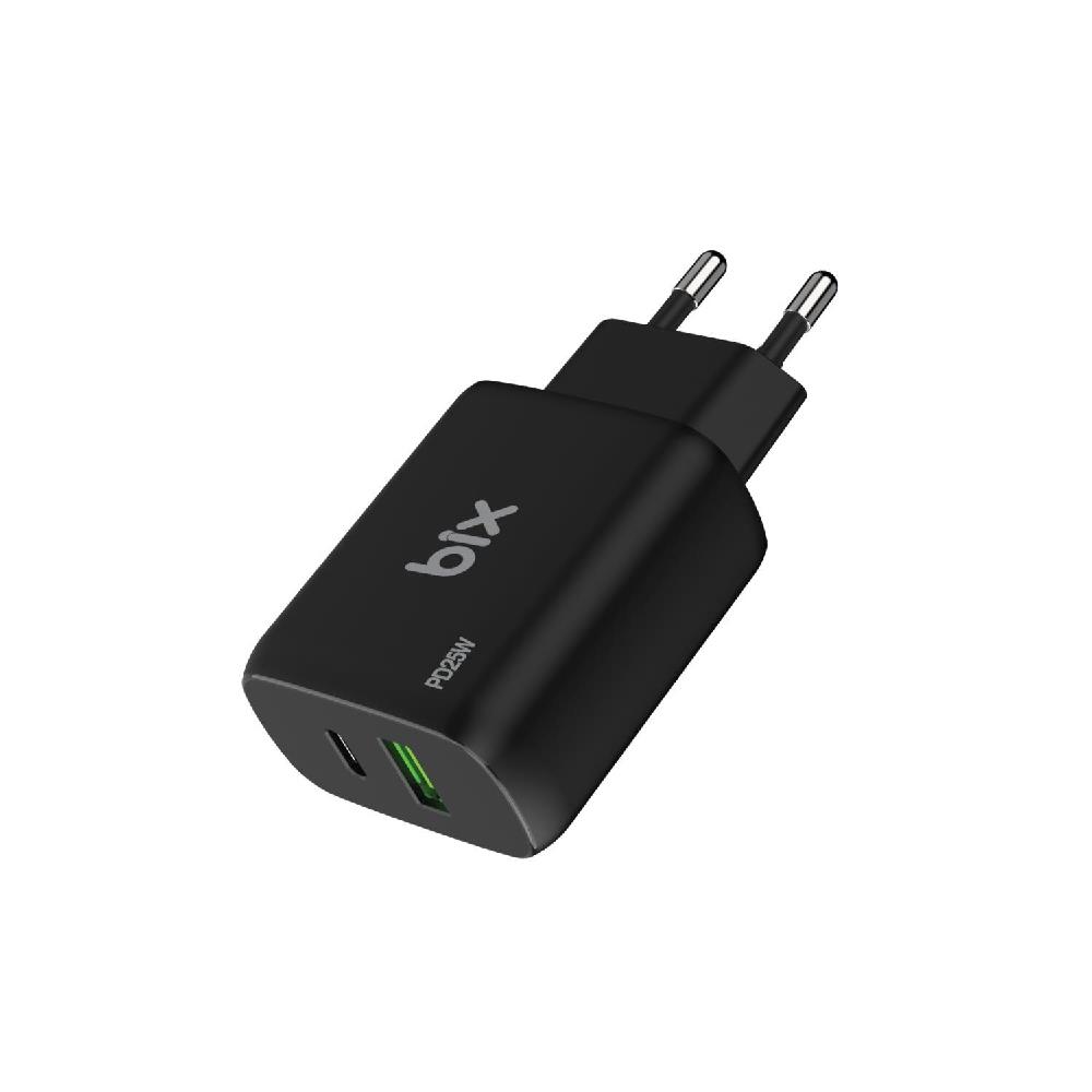 Bix 25W USB Type-C PD Çift Portlu Hızlı Şarj Cihazı Siyah