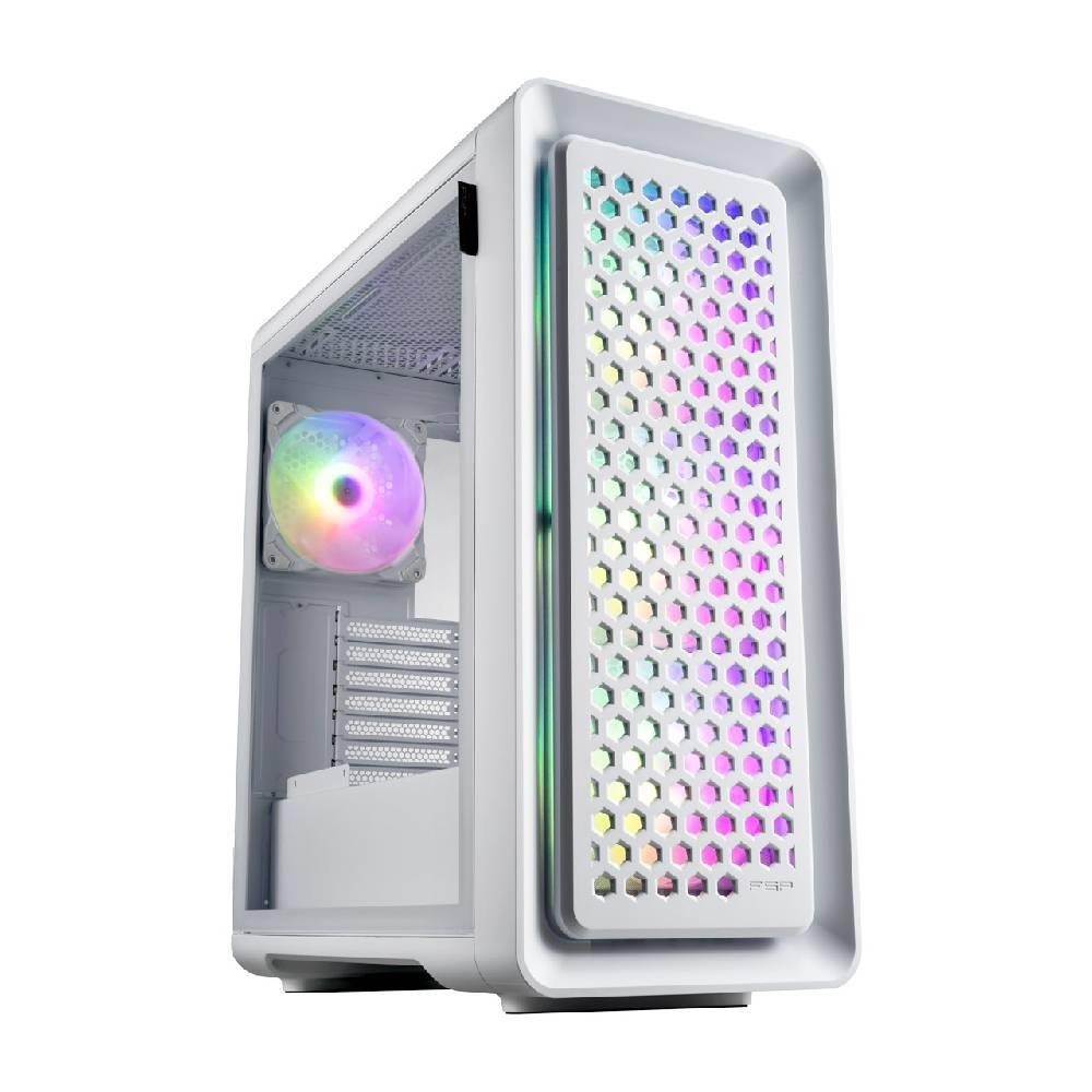 FSP CUT593P Tempered Glass Mesh USB 3.0 Type-C ARGB Beyaz ATX Mid Tower Kasa + FSP 1000W PSU