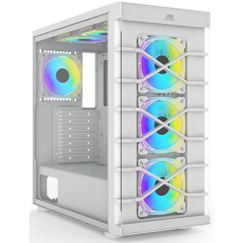 PowerBoost PB-GR222BW USB 3.0 Tempered Glass 7x RGB Fanlı ATX Beyaz Gaming Kasa
