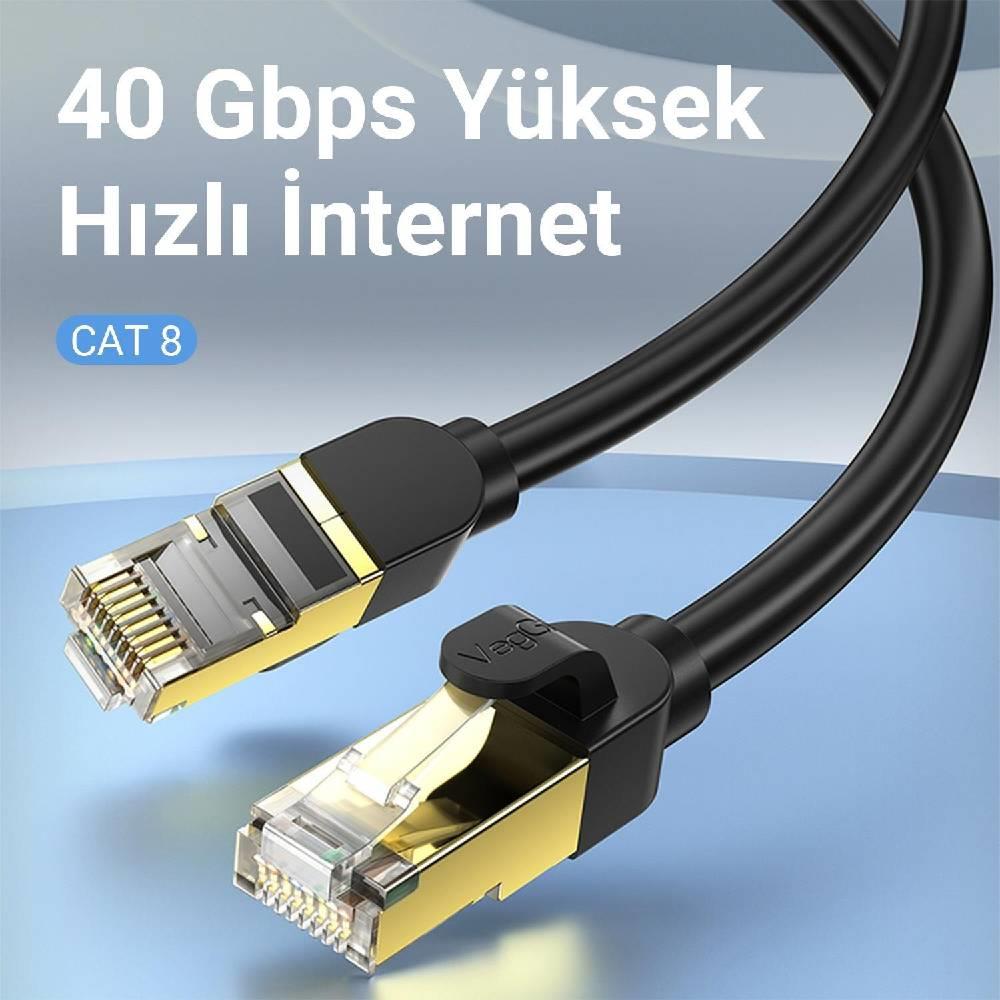 VegGieg CAT8 40Gbps 2000Mhz STP RJ45 Ethernet Kablosu 20 Metre