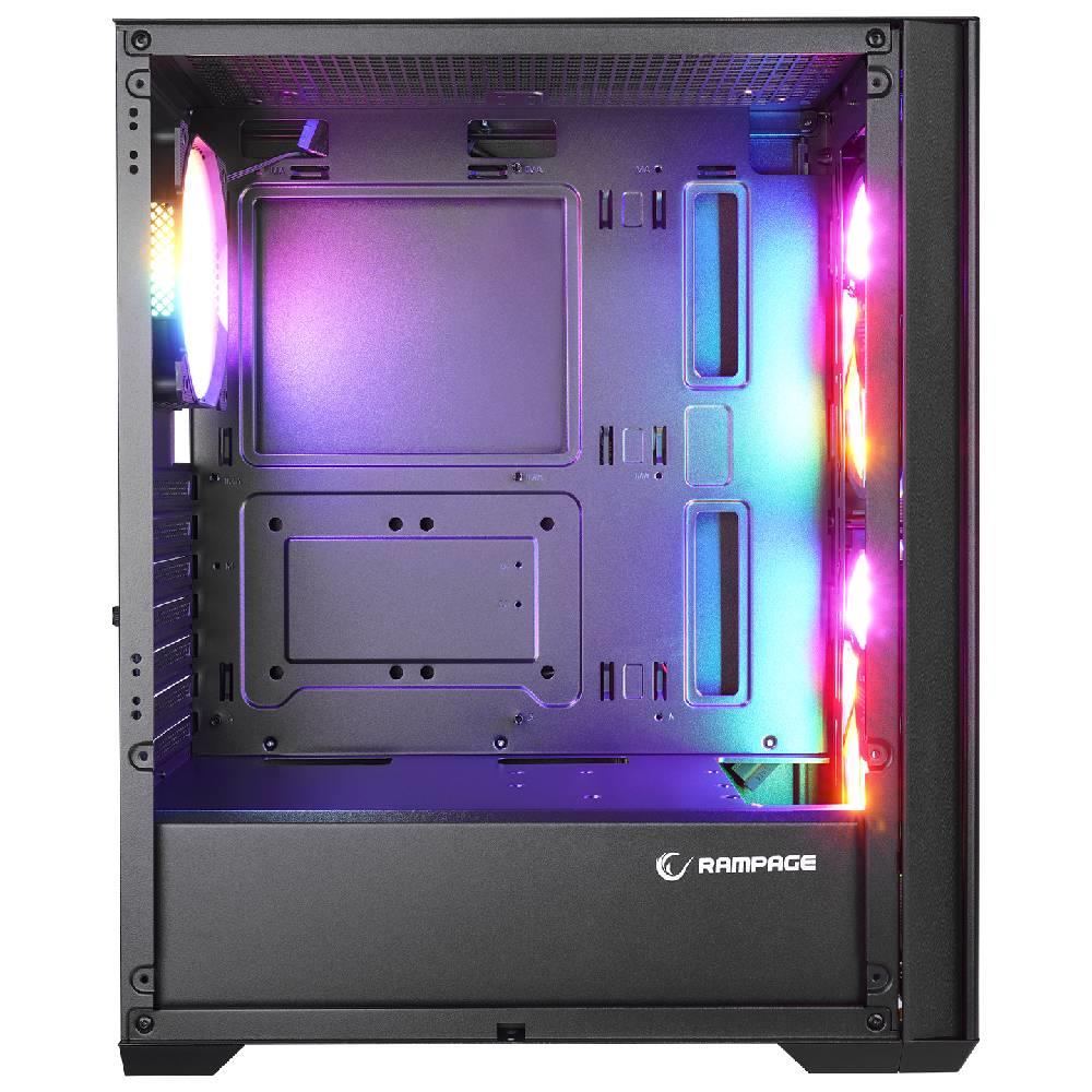 Rampage GYRA V1 Mesh Rainbow Tempered Glass Siyah Mid Tower Gaming Kasa