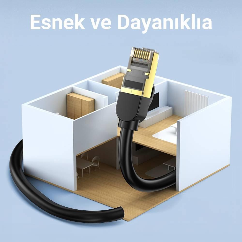 VegGieg CAT8 40Gbps 2000Mhz STP RJ45 Ethernet Kablosu 1.5 Metre