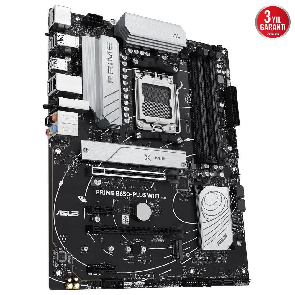 ASUS PRIME B650 PLUS WIFI 7600MHz OC DDR5 Soket AM5 M.2 HDMI DP ATX Anakart