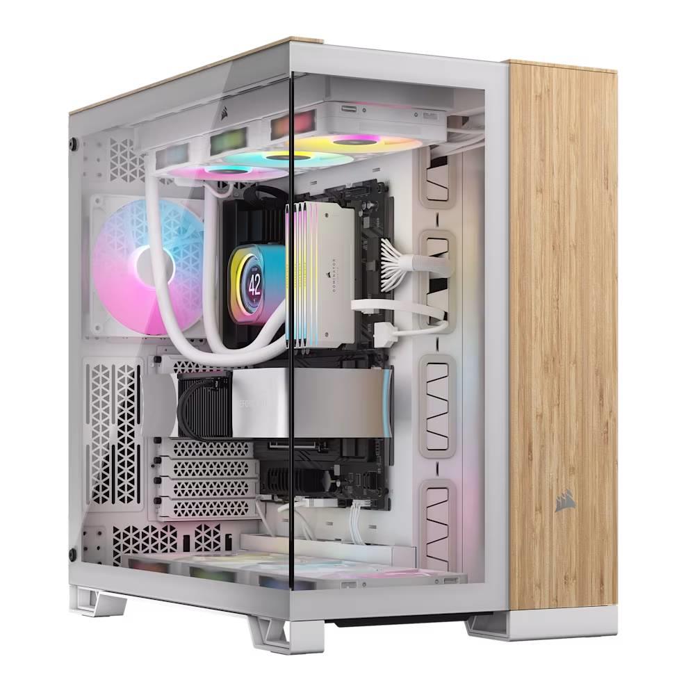 CORSAIR 6500X Tempered Glass Dual Chamber USB 3.2 Type-C Beyaz/Bambu Ağacı Mid Tower ATX Kasa