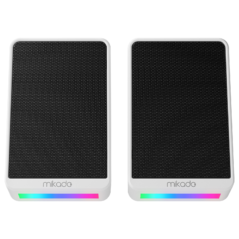 MIKADO MD-178 2.0 3W*2 RGB Aydınlatmalı USB + 3.5mm 5V Beyaz Hoparlör