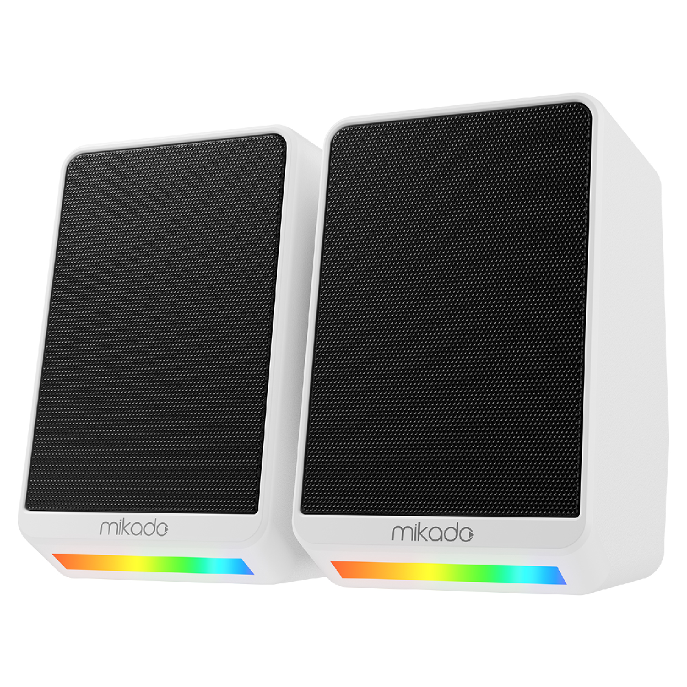 MIKADO MD-178 2.0 3W*2 RGB Aydınlatmalı USB + 3.5mm 5V Beyaz Hoparlör
