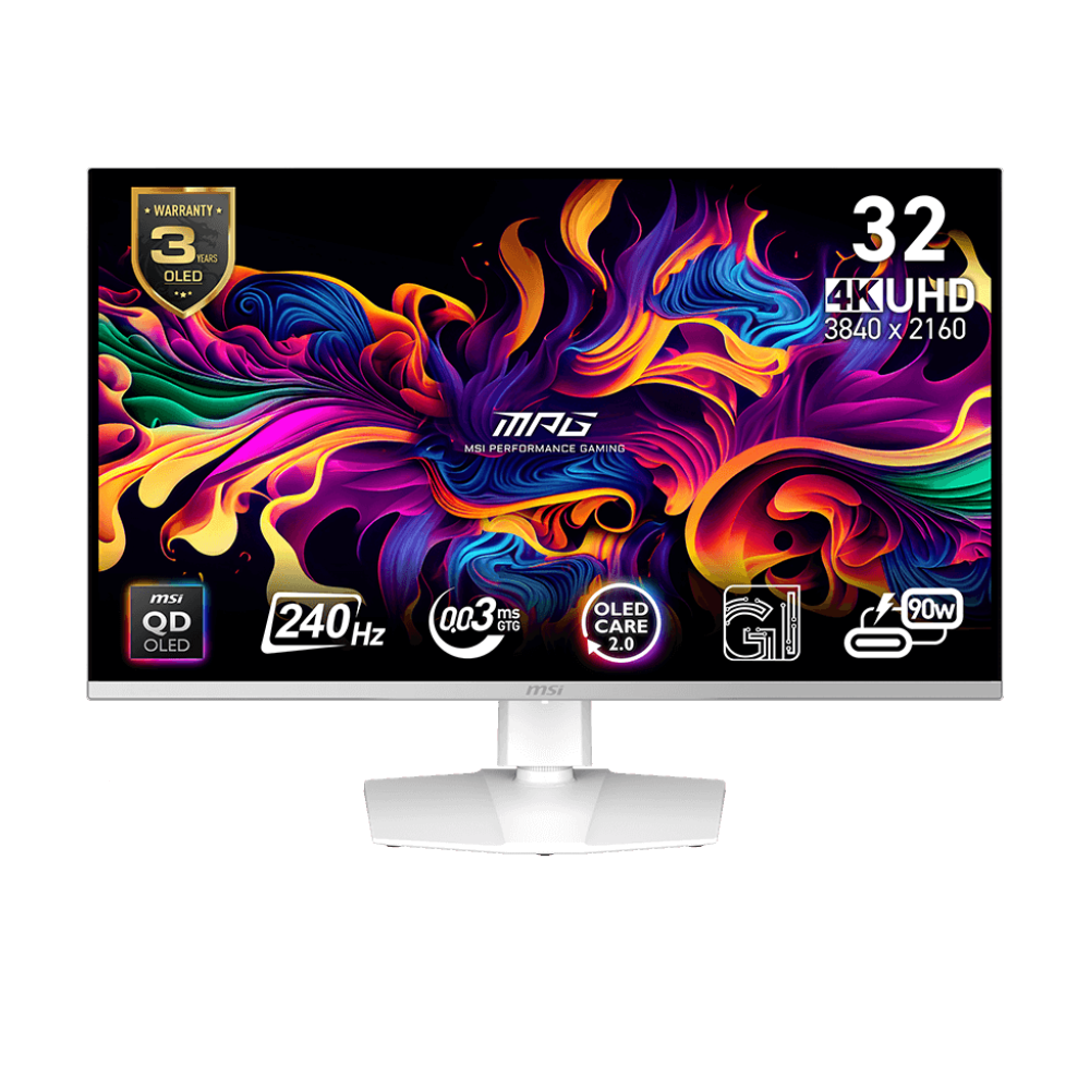 MSI MPG 321URXW QD-OLED 31.5" 240Hz 0.03ms HDMI DP Type-C USB 2.0 AdaptiveSync Pivot HDR400 UHD QD-OLED Gaming Monitör