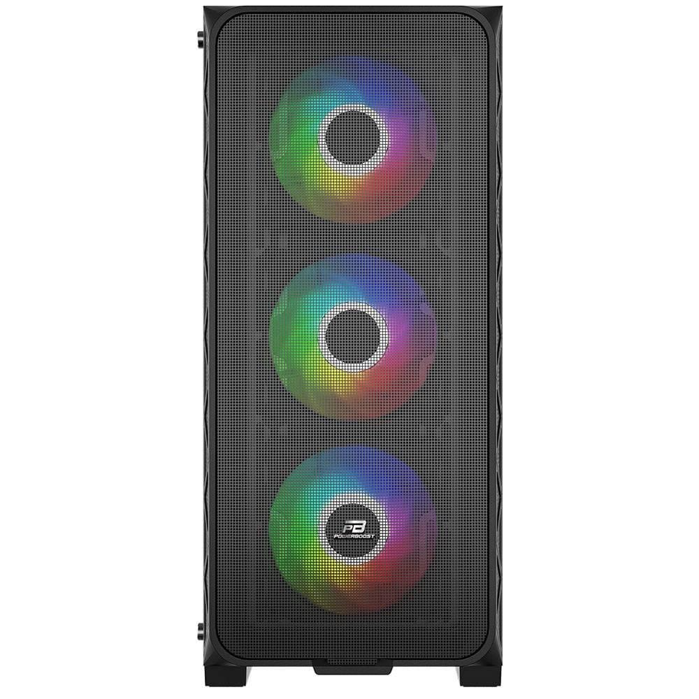 PowerBoost PB-PS5846B 600W USB 3.0 Tempered Glass Mesh 4x Rainbow Fanlı ATX Gaming Kasa
