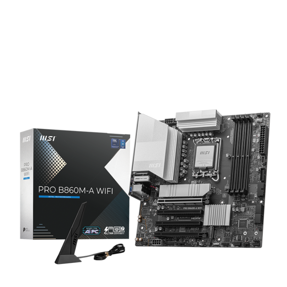 MSI PRO B860M-A WIFI 8600MHz OC DDR5 Soket 1851 M.2 Thunderbolt4 USB-C HDMI DP mATX Anakart