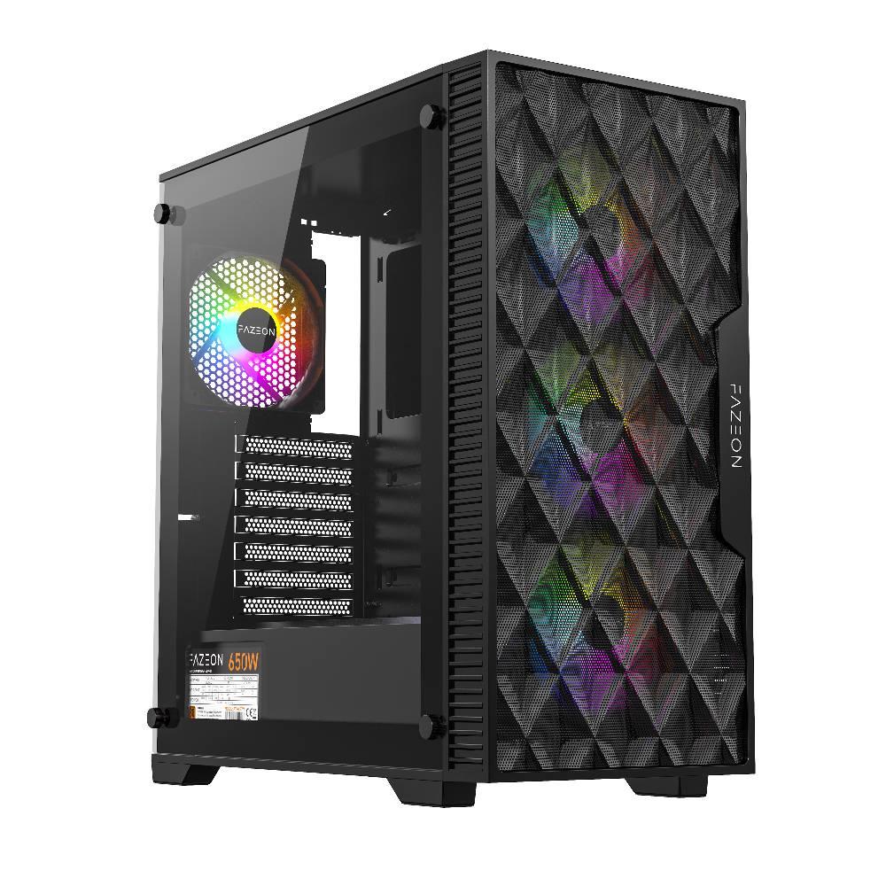 FAZEON F7 650W 80+ Bronze Tempered Glass Mesh 4x ARGB Fanlı USB 3.0 ATX Bilgisayar Kasası