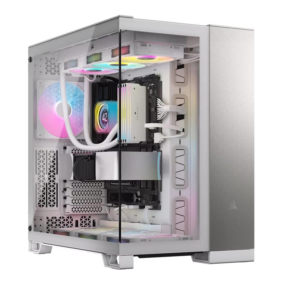 CORSAIR 6500X Tempered Glass Dual Chamber USB 3.2 Type-C Beyaz/Saten Gri Alüminyum Mid Tower ATX Kasa