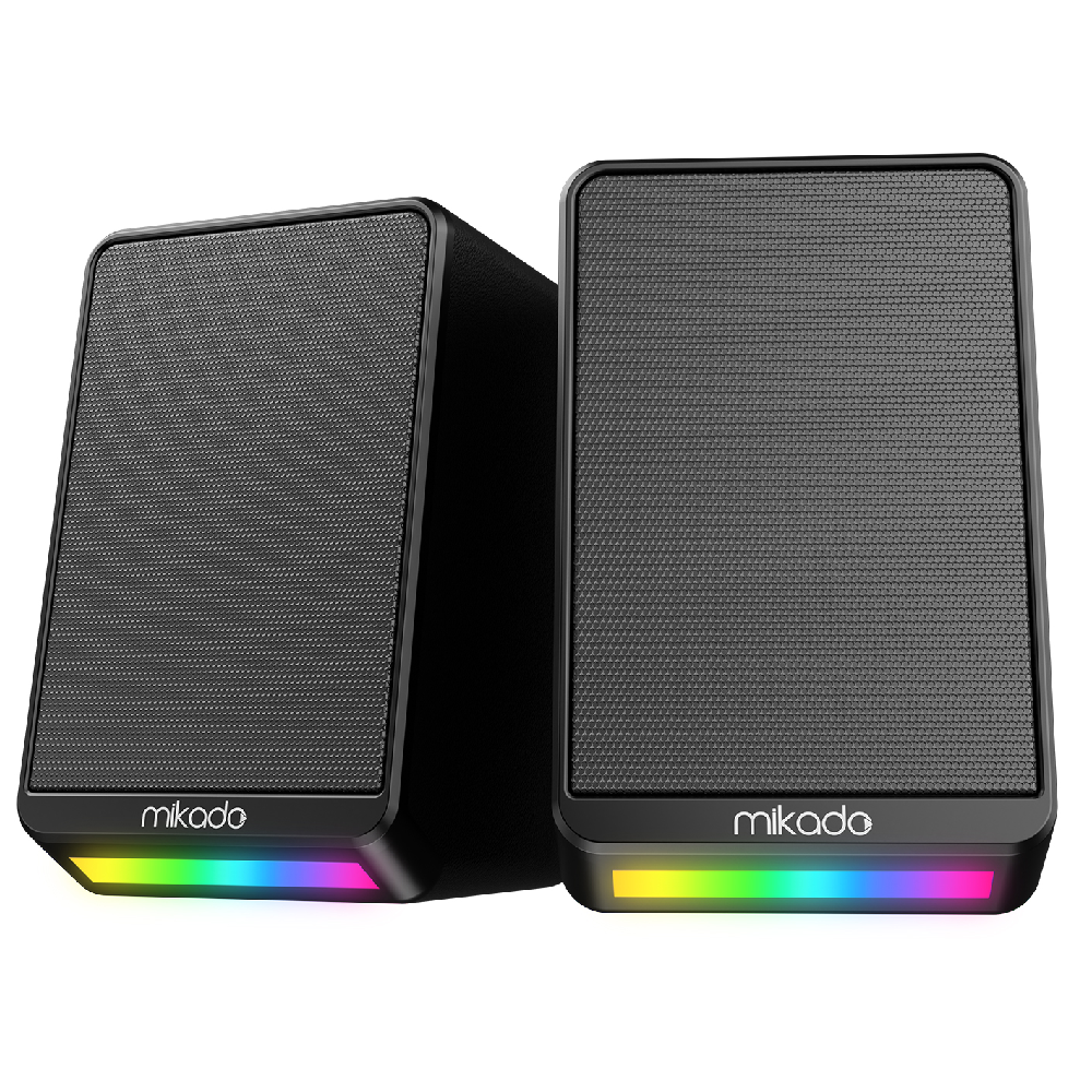 MIKADO MD-178 2.0 3W*2 RGB Aydınlatmalı USB + 3.5mm 5V Siyah Hoparlör