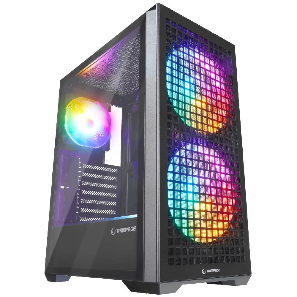 Rampage GYRA V1 Mesh Rainbow Tempered Glass Siyah Mid Tower Gaming Kasa