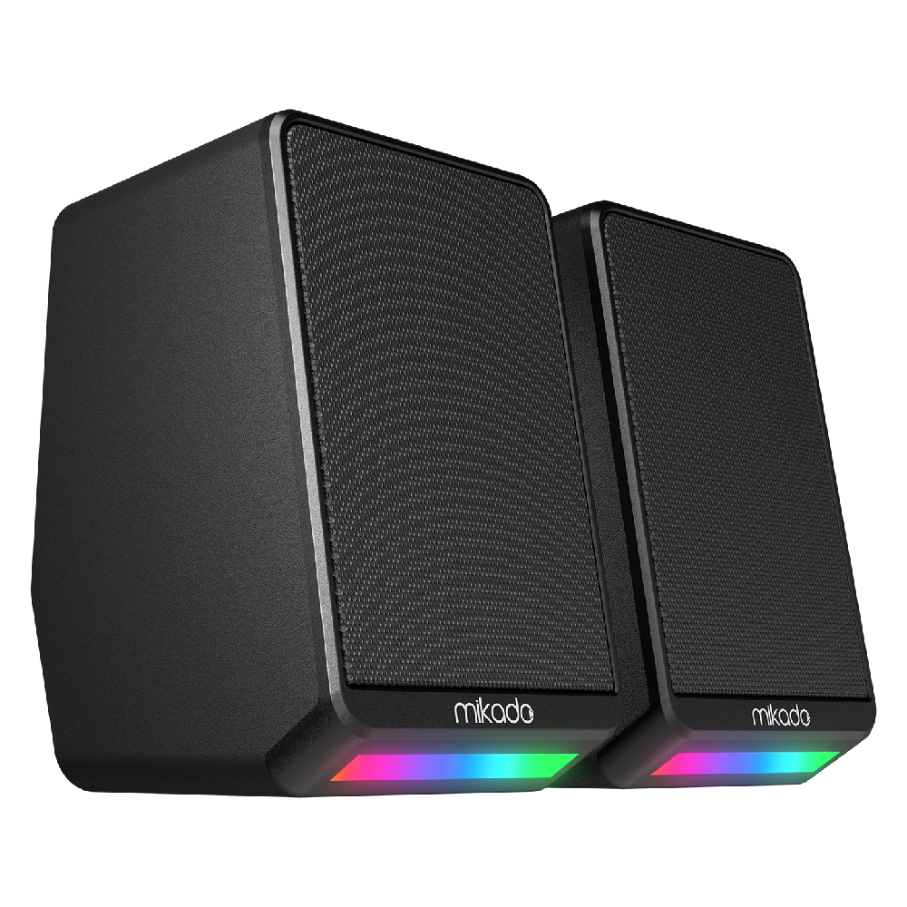 MIKADO MD-178 2.0 3W*2 RGB Aydınlatmalı USB + 3.5mm 5V Siyah Hoparlör