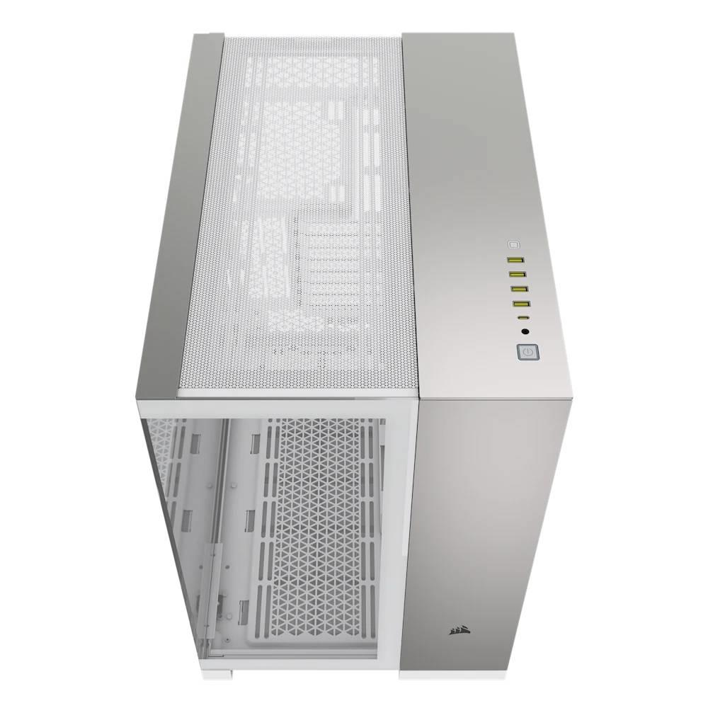 CORSAIR 6500X Tempered Glass Dual Chamber USB 3.2 Type-C Beyaz/Saten Gri Alüminyum Mid Tower ATX Kasa