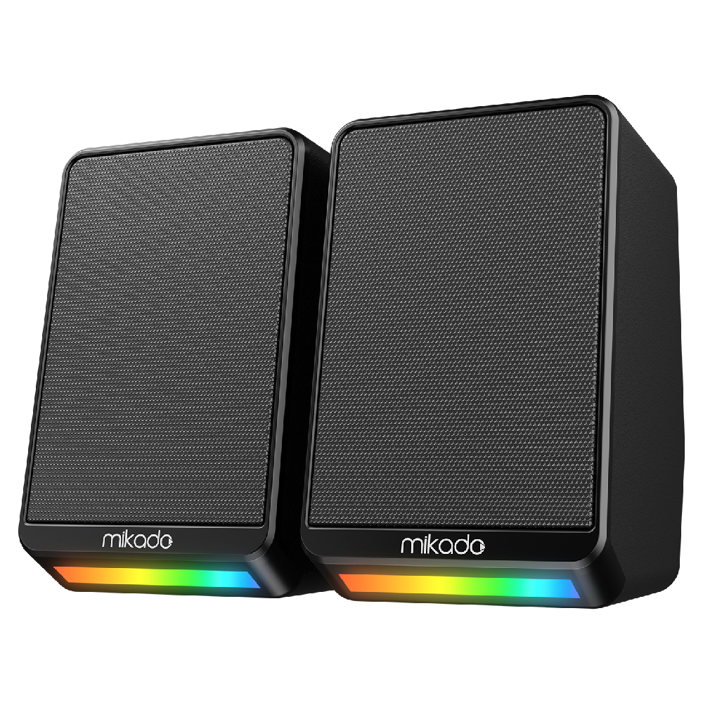 MIKADO MD-178 2.0 3W*2 RGB Aydınlatmalı USB + 3.5mm 5V Siyah Hoparlör