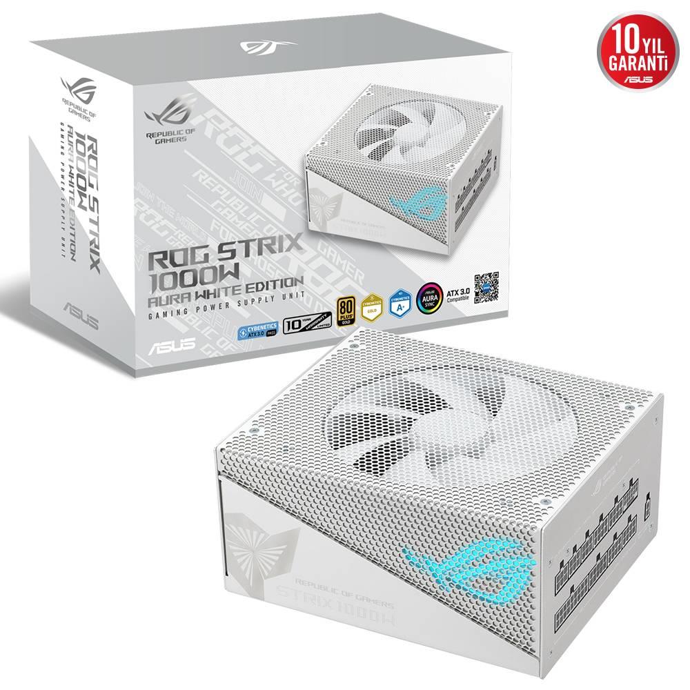 ASUS ROG STRIX 1000W 80+ Gold Aura White Edition ATX 3.0 Gen 5 ARGB Full Modüler PSU