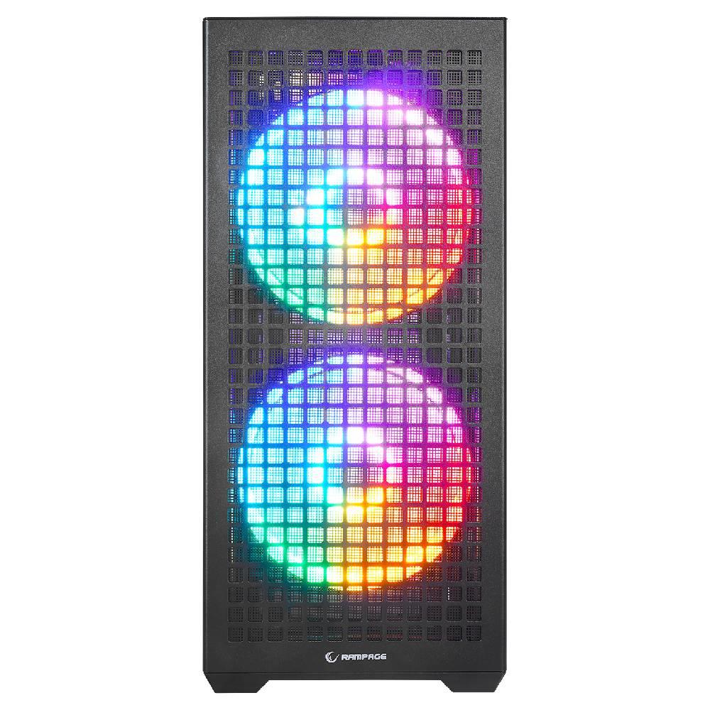 RAMPAGE GYRA V1 650W 80+ Bronze Tempered Glass USB 3.0 USB-C Rainbow ATX Siyah Kasa