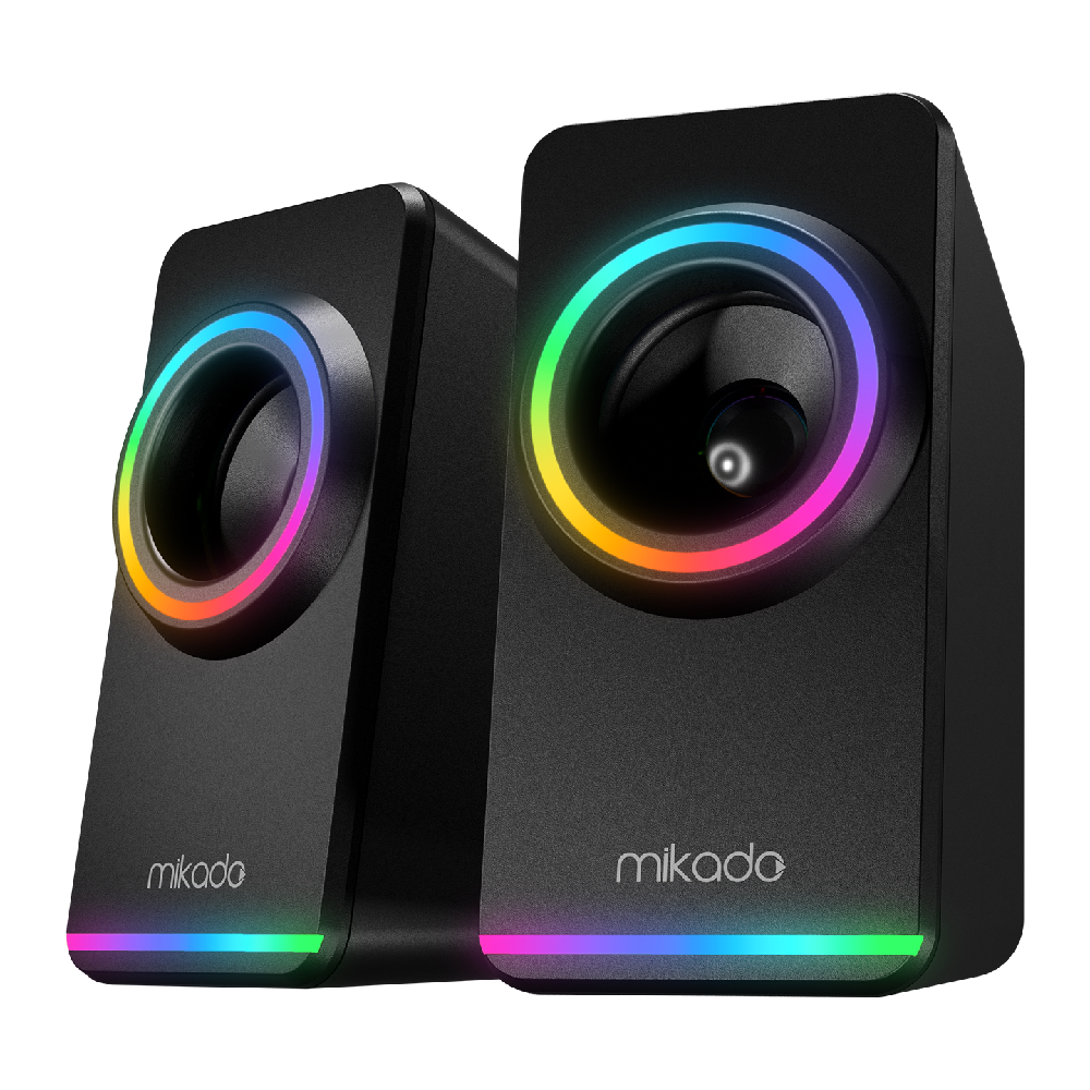MIKADO MD-182 2.0 3W*2 RGB Aydınlatmalı USB + 3.5mm USB 5V Beyaz Hoparlör