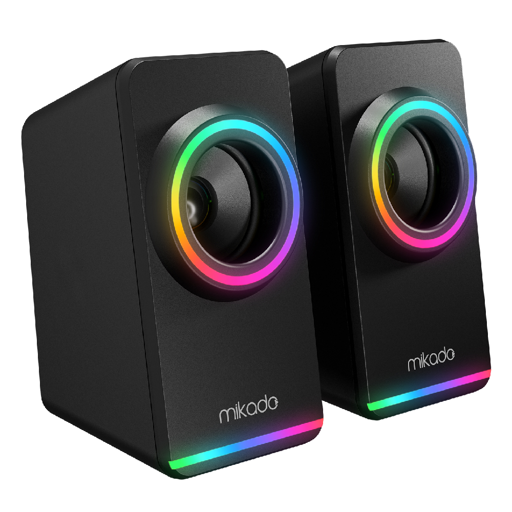 MIKADO MD-182 2.0 3W*2 RGB Aydınlatmalı USB + 3.5mm USB 5V Beyaz Hoparlör
